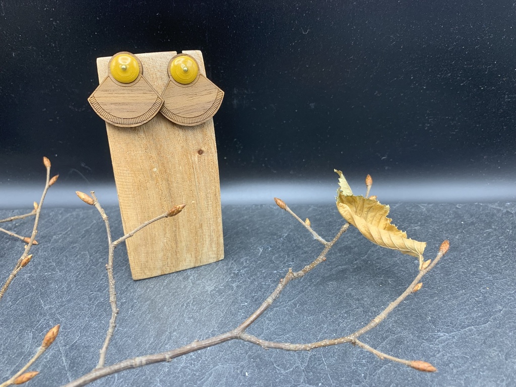 BO Papier & Bois Jaune [Boucles d'Oreilles]