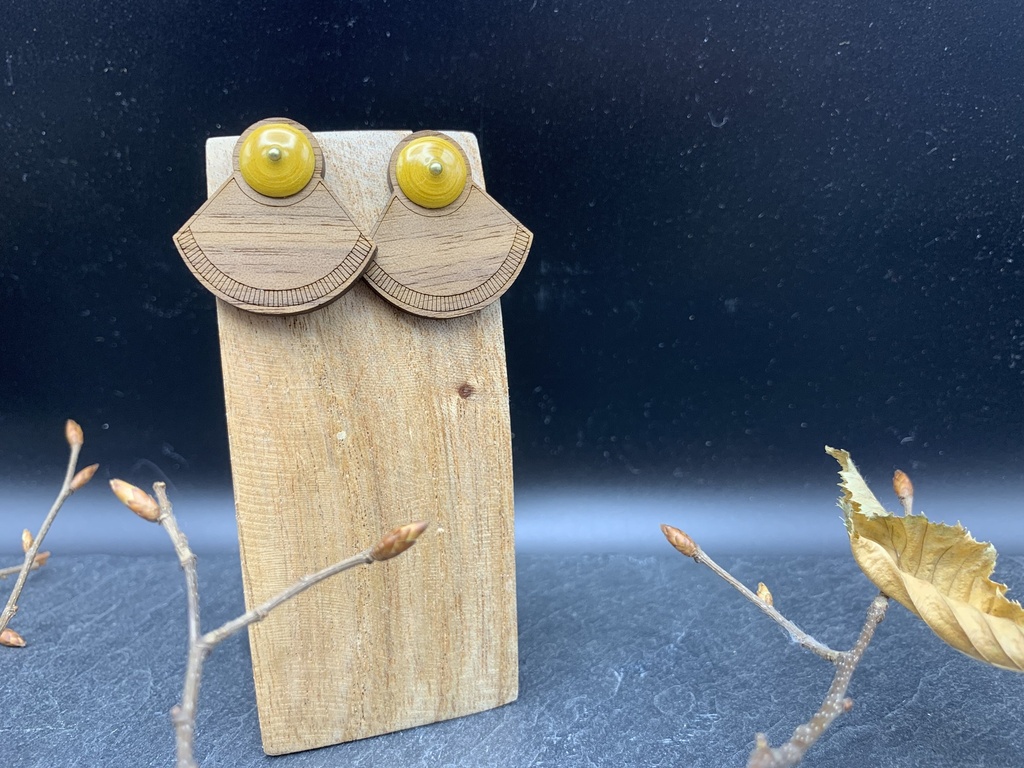 BO Papier & Bois Jaune [Boucles d'Oreilles]