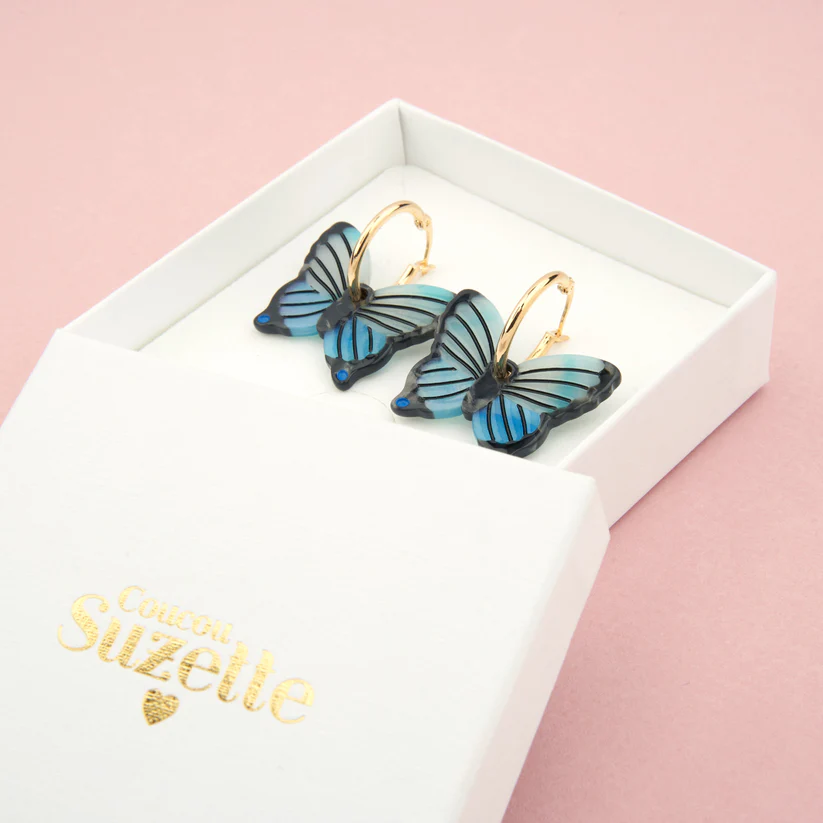Boucles d'Oreilles 'Papillon Bleu' - Coucou Suzette