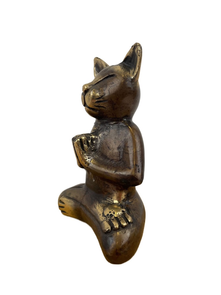 Statuette Chat Zen 12,5 cm Finition Antique