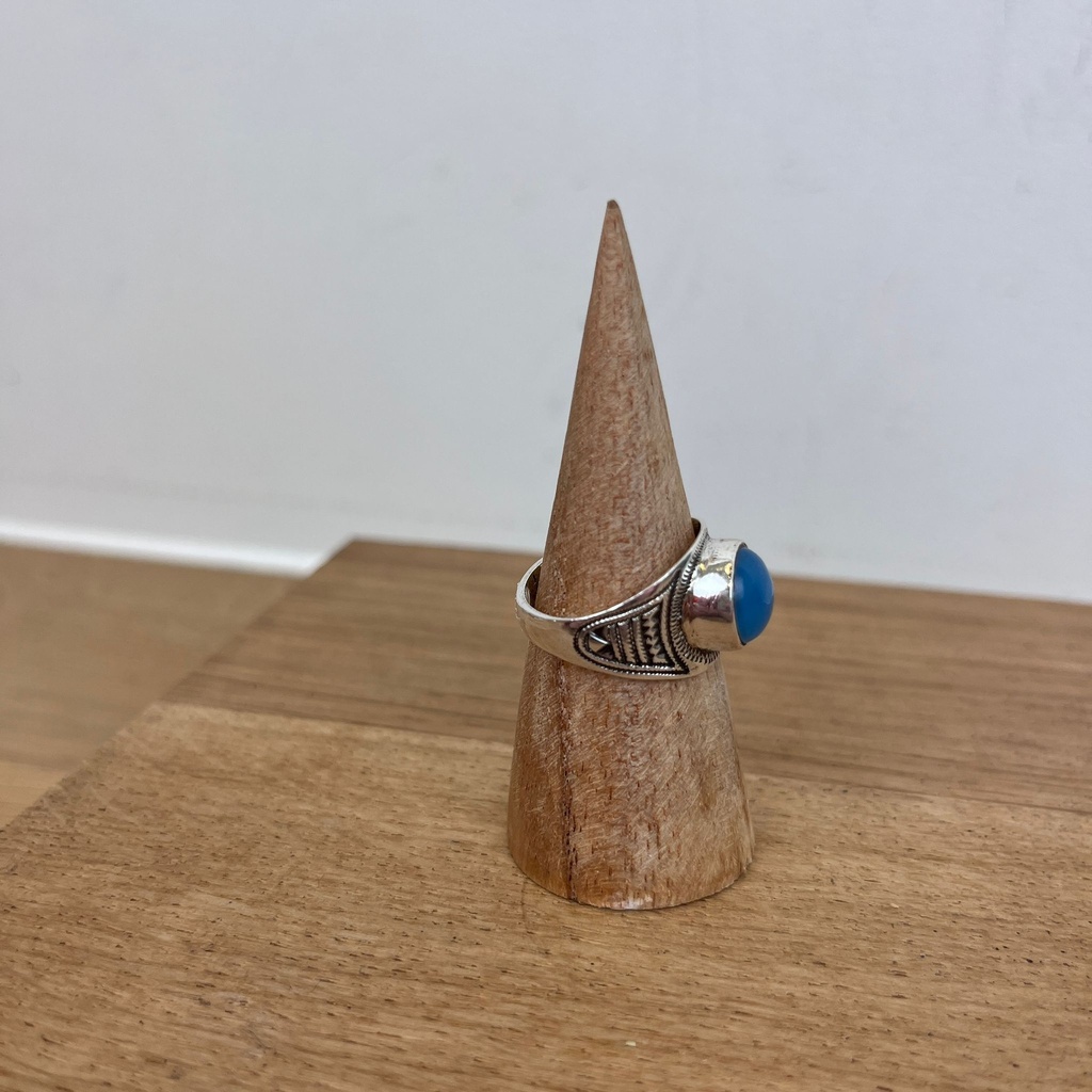 Bague Argent 925 & Agate Céleste [2824]