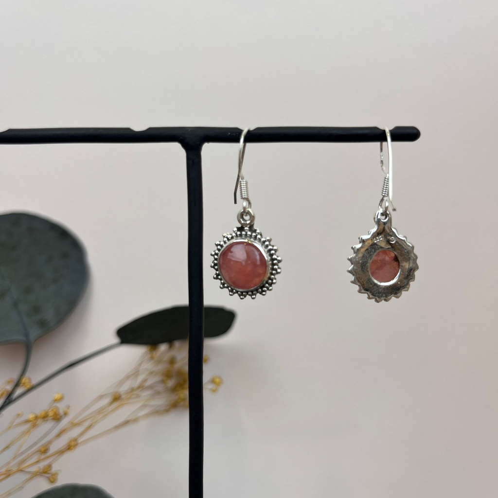 Boucles d'oreilles Argent 925 & Rhodochrosite [1697]