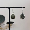 Boucles d'oreilles Argent 925 & Obisidienne Dorée [1708]