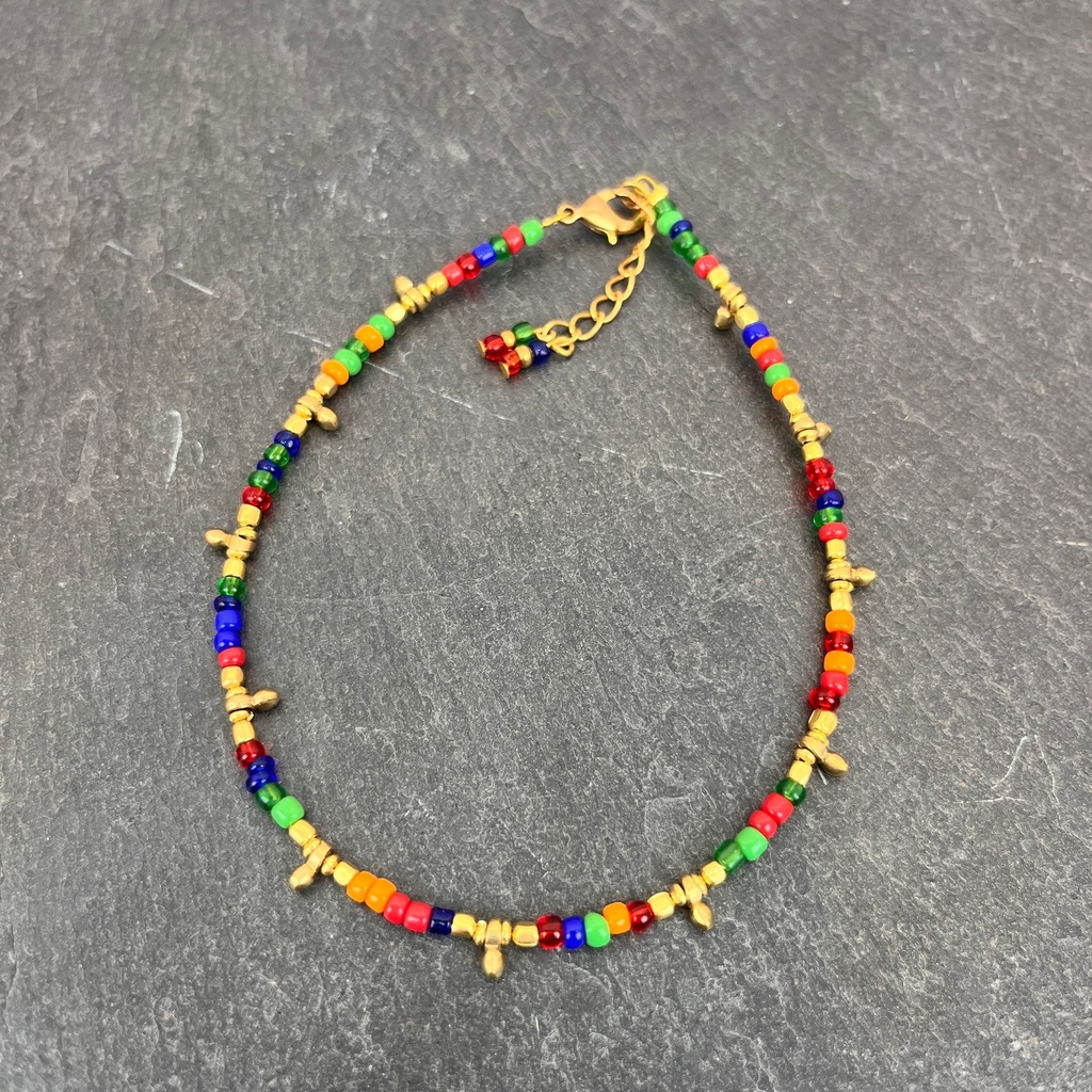 Chevillère 'Tara' Multicolore - Laiton Doré - Nataraj