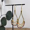Boucles d'oreilles 'Isis' Multicolore - Laiton Doré - Nataraj