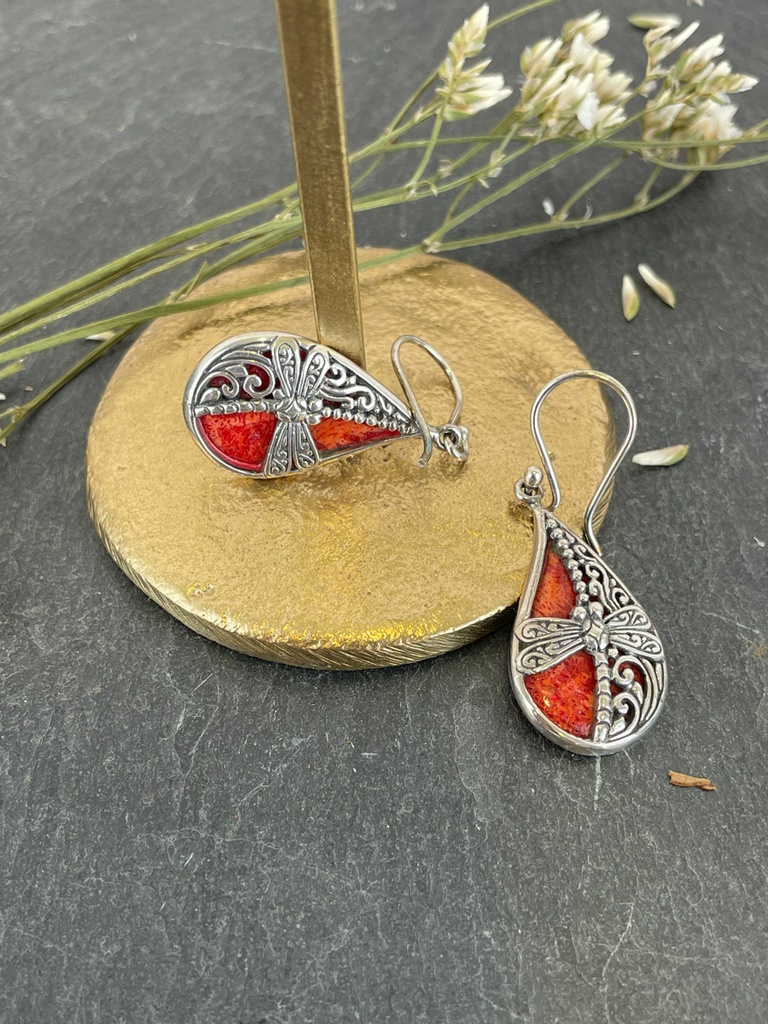 Boucles d'oreilles Argent 925 - Corail [1803]