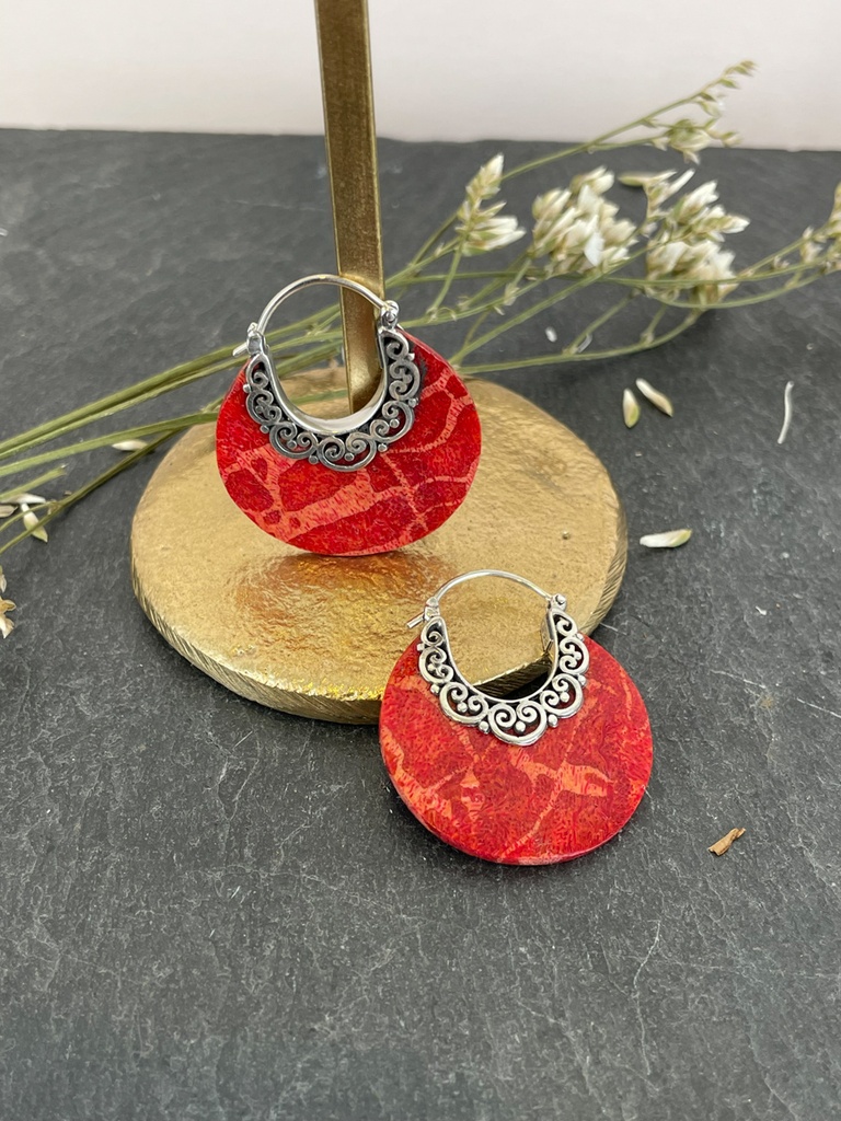 Boucles d'oreilles Argent 925 - Corail [1804]