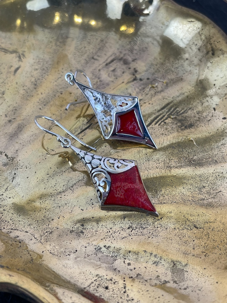 Boucles d'oreilles Argent 925 - Corail [1806]