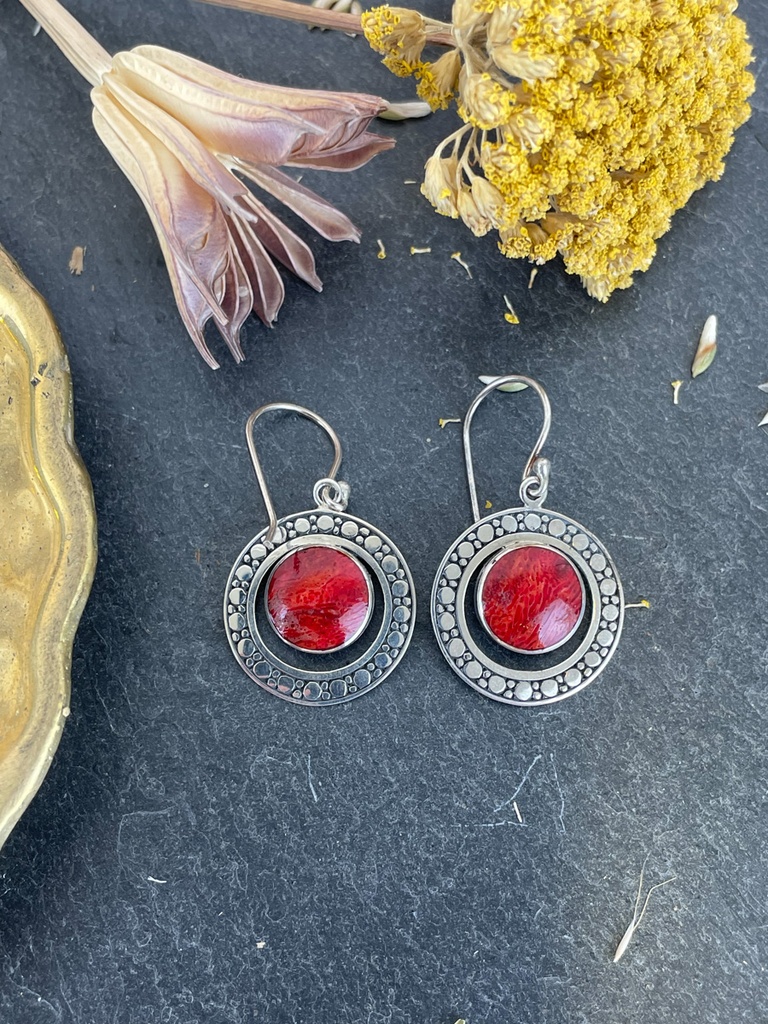 Boucles d'oreilles Argent 925 - Corail [1807]