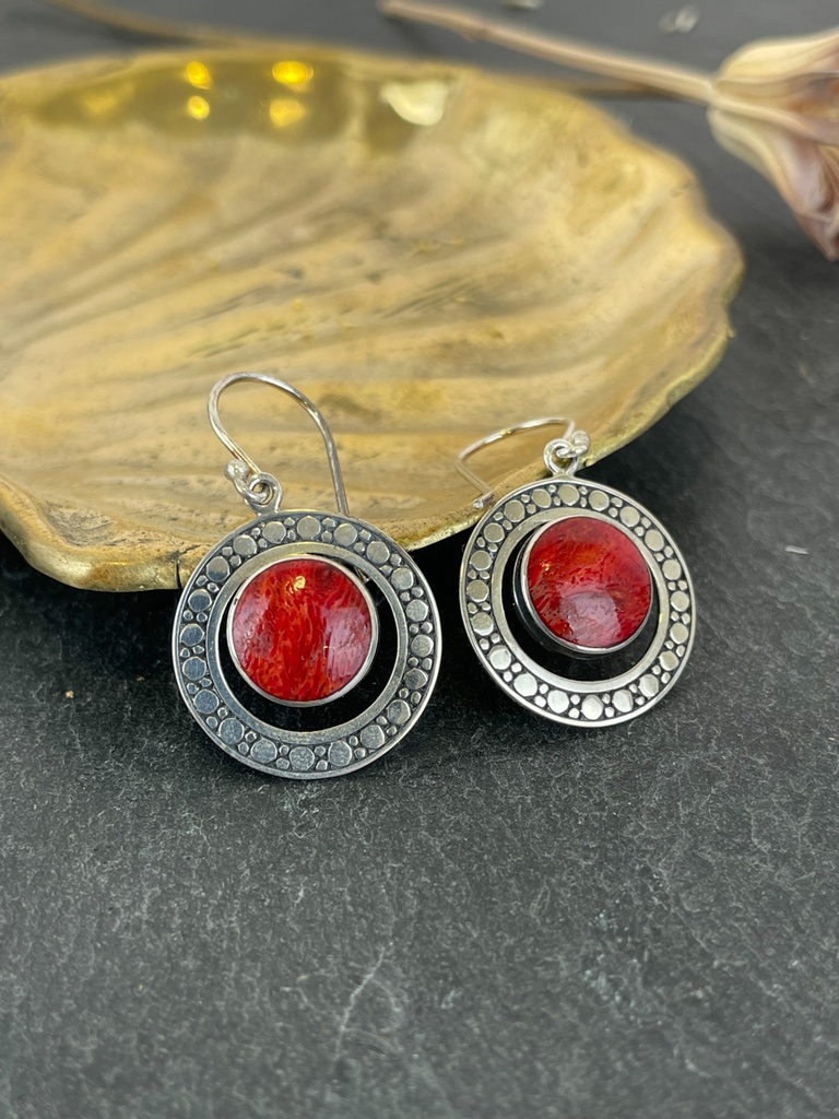 Boucles d'oreilles Argent 925 - Corail [1807]