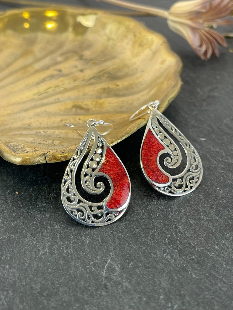 Boucles d'oreilles Argent 925 - Corail [1808]