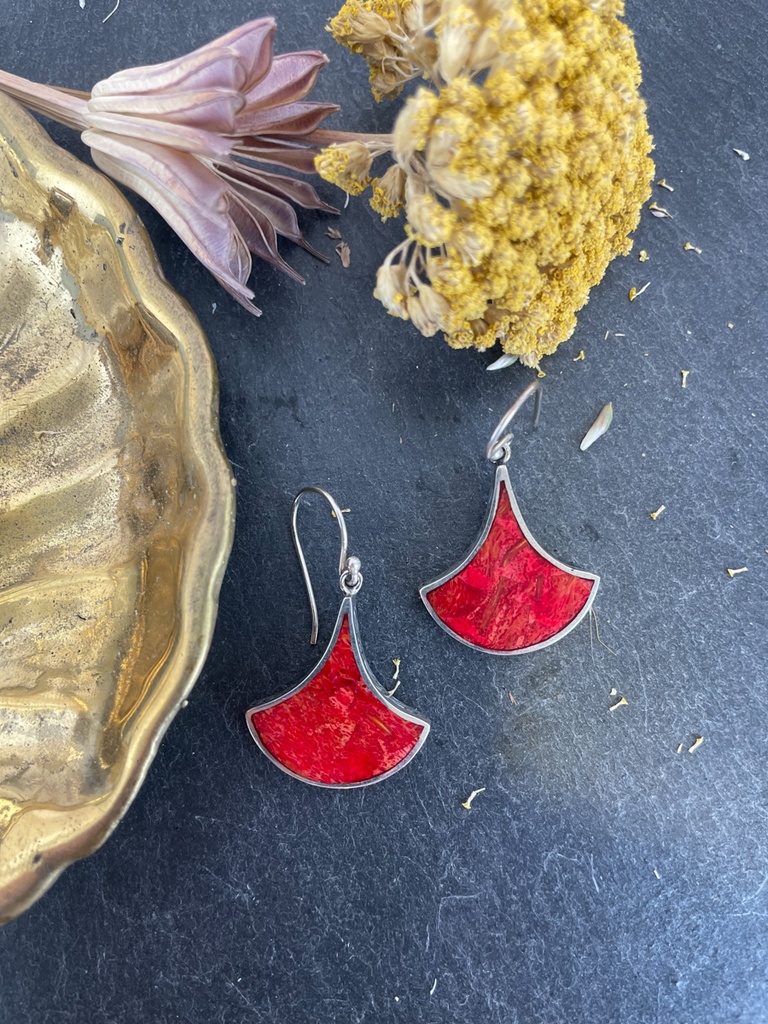 Boucles d'oreilles Argent 925 - Corail [1827]