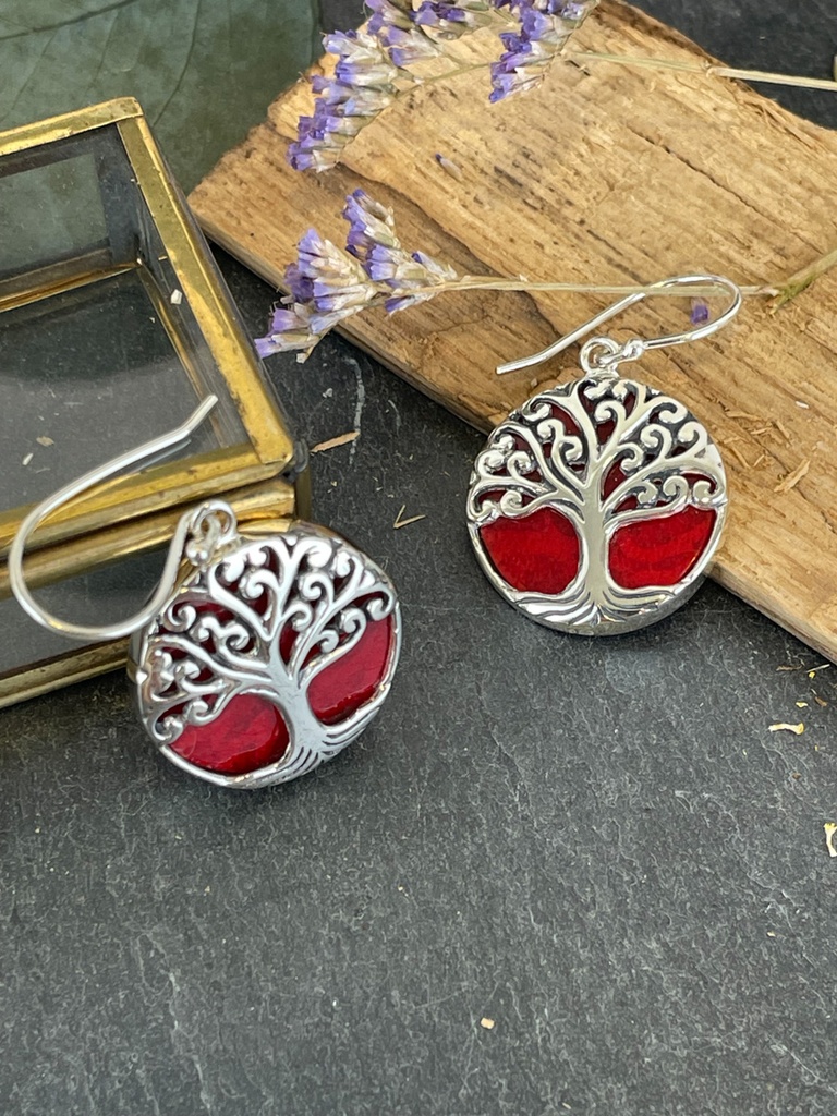 Boucles d'oreilles Argent 925 - Corail [1842]