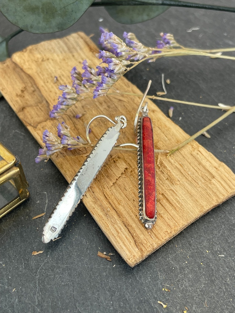 Boucles d'oreilles Argent 925 - Corail [1843]