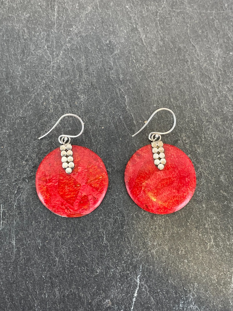 Boucles d'oreilles Argent 925 - Corail [1858]