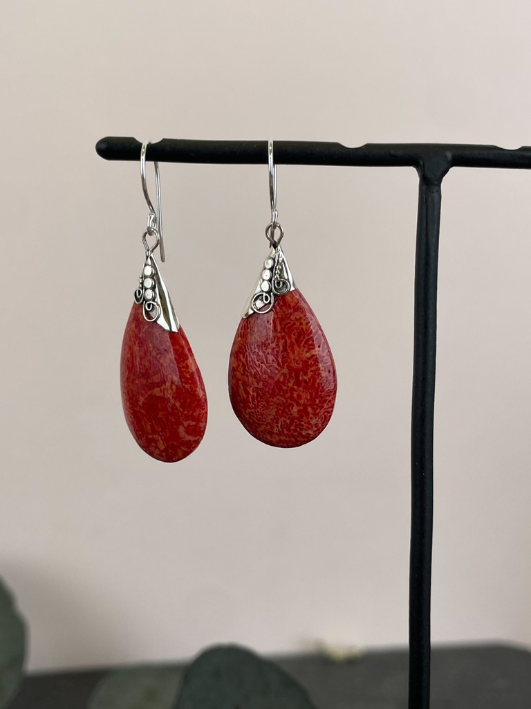 Boucles d'oreilles Argent 925 - Corail [1900]