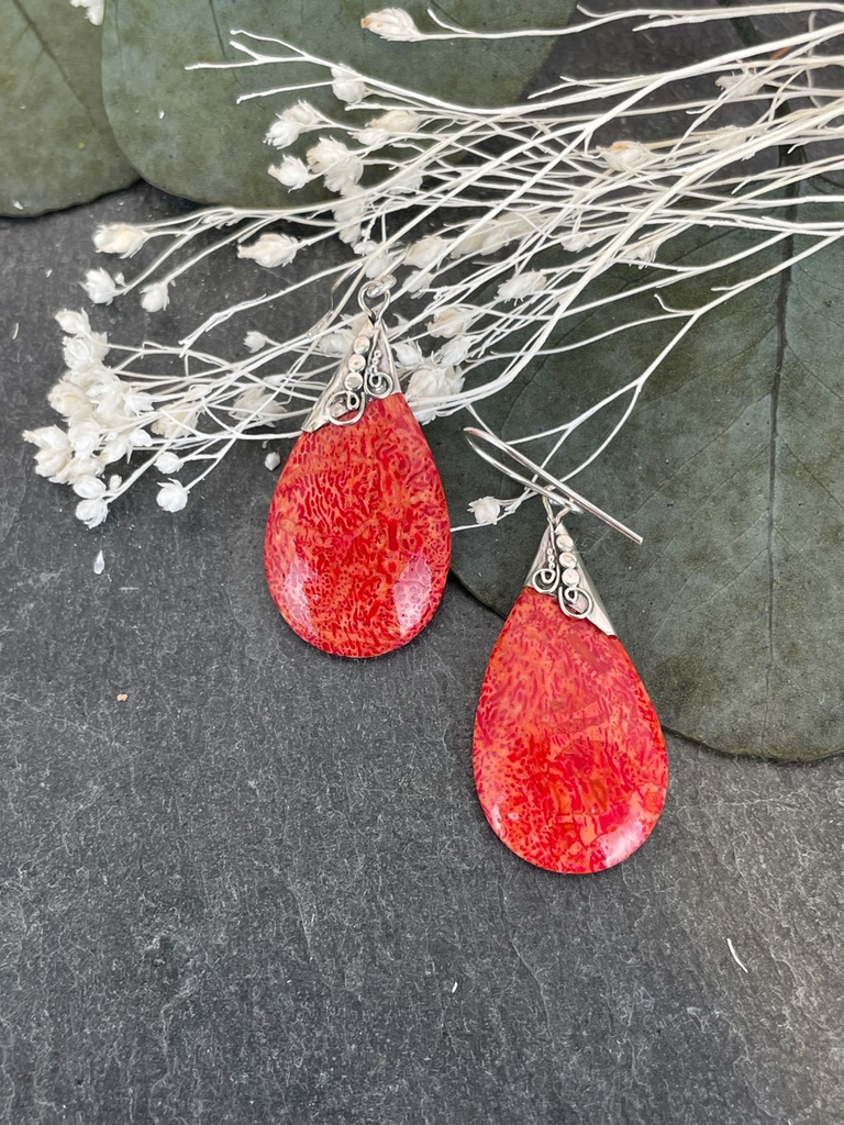 Boucles d'oreilles Argent 925 - Corail [1900]
