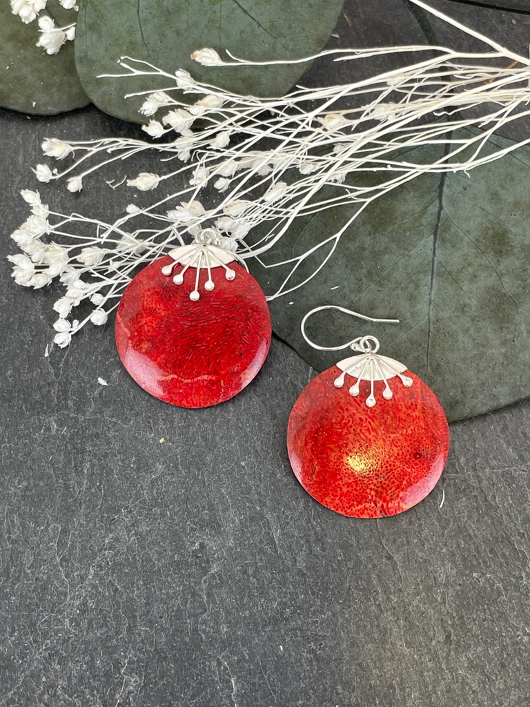 Boucles d'oreilles Argent 925 - Corail [1904]