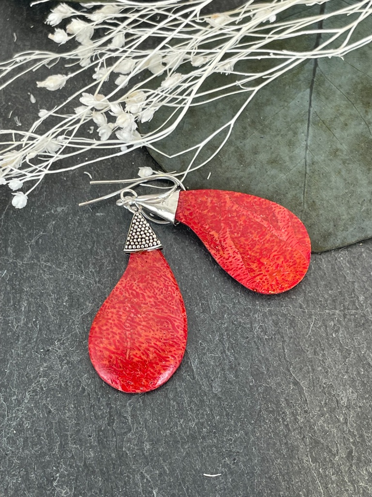 Boucles d'oreilles Argent 925 - Corail [1913]