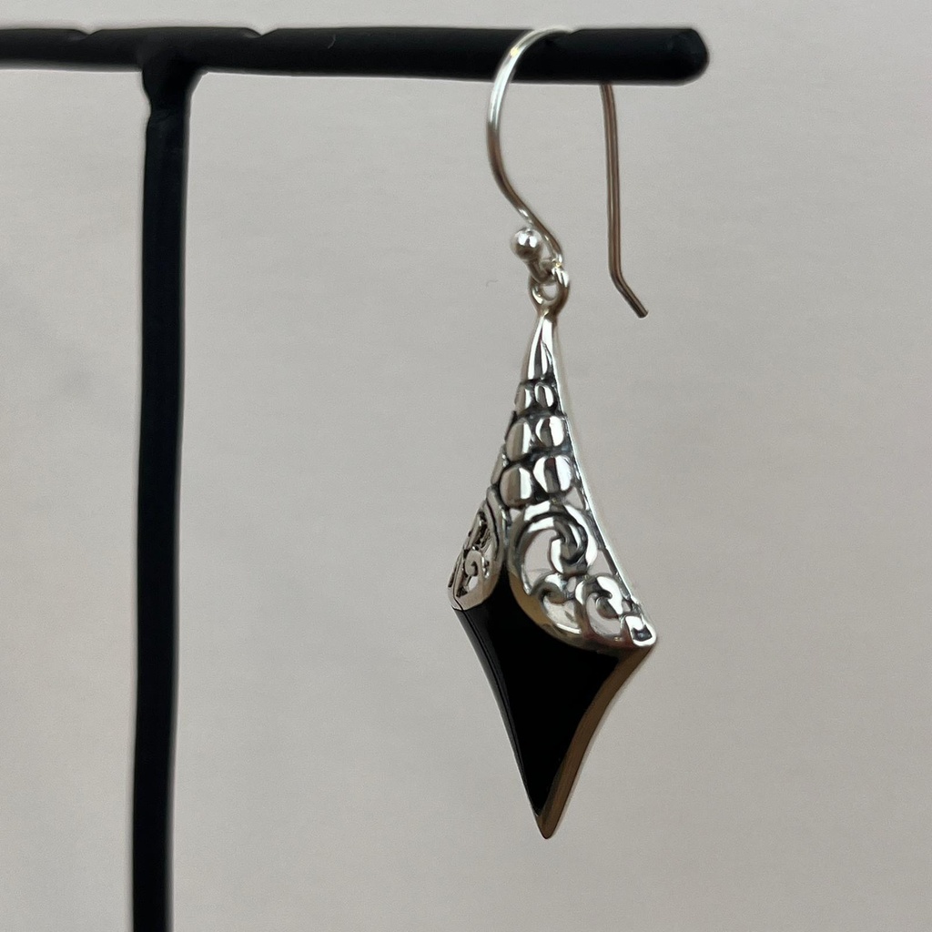 Boucles d'oreilles Argent 925 - Onyx [1922]