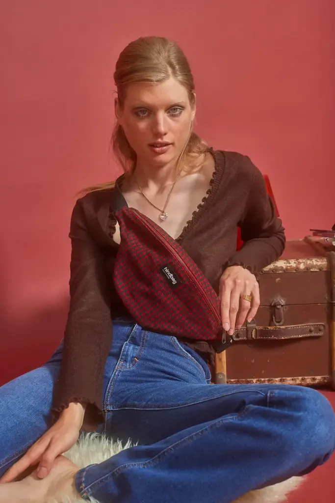 Sac banane 'Olivia' Pied de Poule Rouge - Hindbag