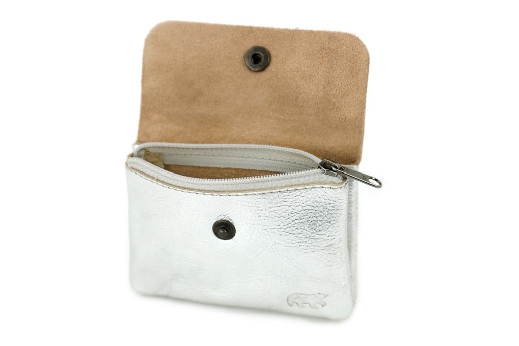 Pochette 'Pietje' Argenté - Cuir - Bear Design