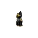 Chat Assis Bronze - Noir & Or - 8,5 x 5,5 x 4 cm