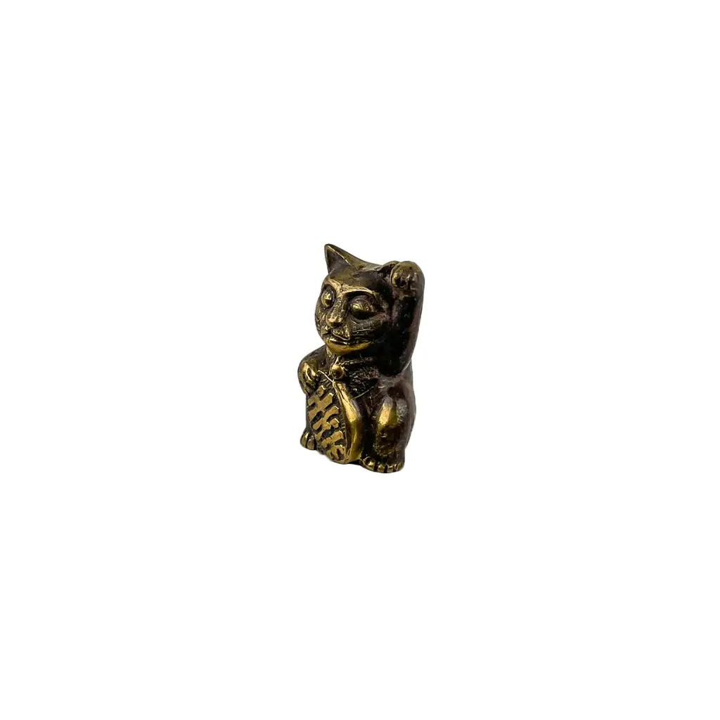 Chat Chanceux Bronze - Noir & Or - 6 x 3,5 x 3,5 cm