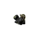 Chat Couché Bronze - Noir & Or - 5,5 x 9 x 4 cm