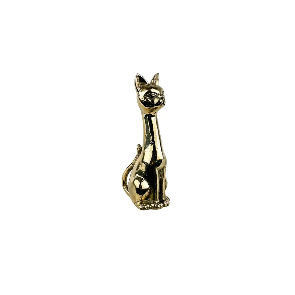 Chat Long Cou Bronze - Or - 10,5 x 3,5 x 5 cm