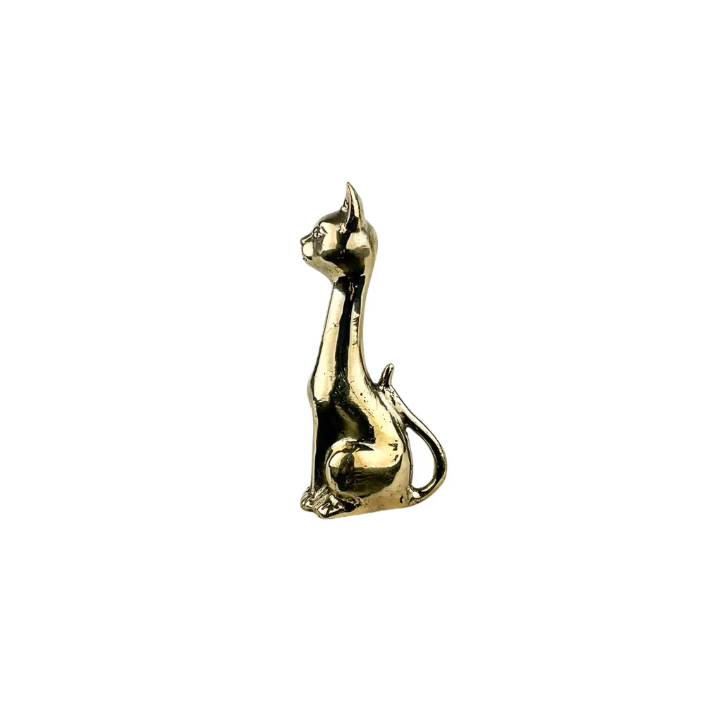 Chat Long Cou Bronze - Or - 10,5 x 3,5 x 5 cm