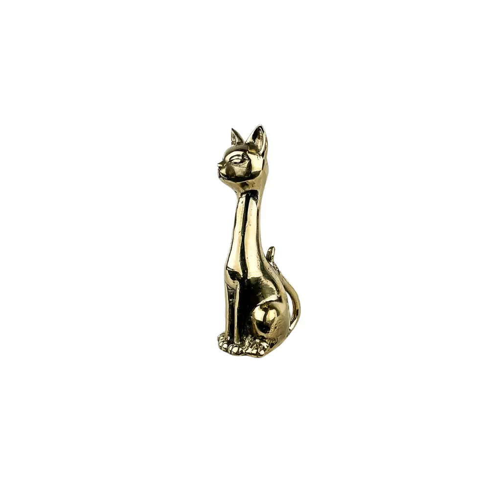 Chat Long Cou Bronze - Or - 10,5 x 3,5 x 5 cm