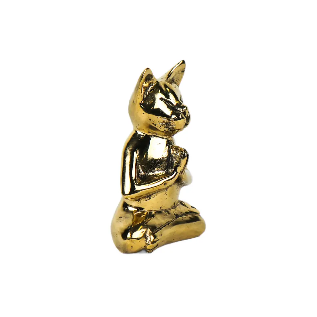Chat Yoga Bronze - Or - 13 x 9 x 5 cm