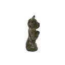 Chat Yoga Bronze - Vert Antique - 13 x 9 x 5 cm