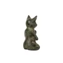 Chat Yoga Bronze - Vert Antique - 13 x 9 x 5 cm