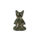 Chat Yoga Bronze - Vert Antique - 13 x 9 x 5 cm