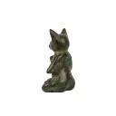Chat Yoga Bronze - Vert Antique - 13 x 9 x 5 cm