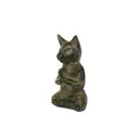 Chat Yoga Bronze - Vert Antique - 13 x 9 x 5 cm