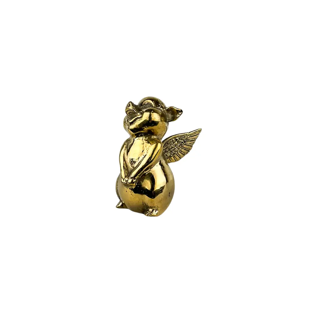 Cochon Vollant Bronze - Or - 9 x 5 x 6,5 cm