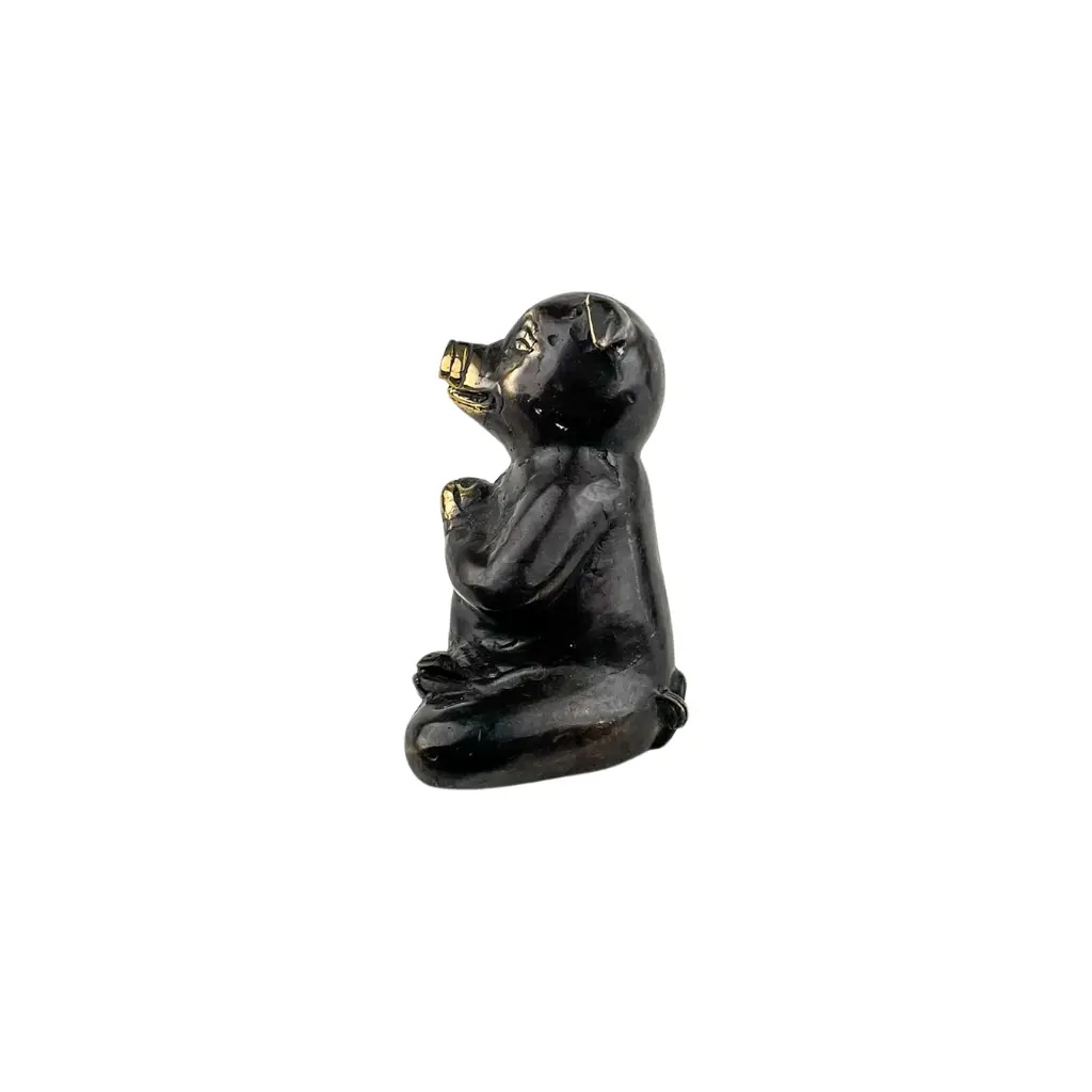 Cochon Yoga Bronze - Noir & Or - 10,5 x 7 x 6,5 cm