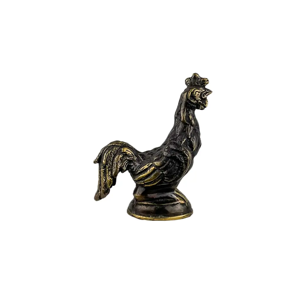 Coq Bronze - Noir & Or - 10 x 9 x 3,5 cm