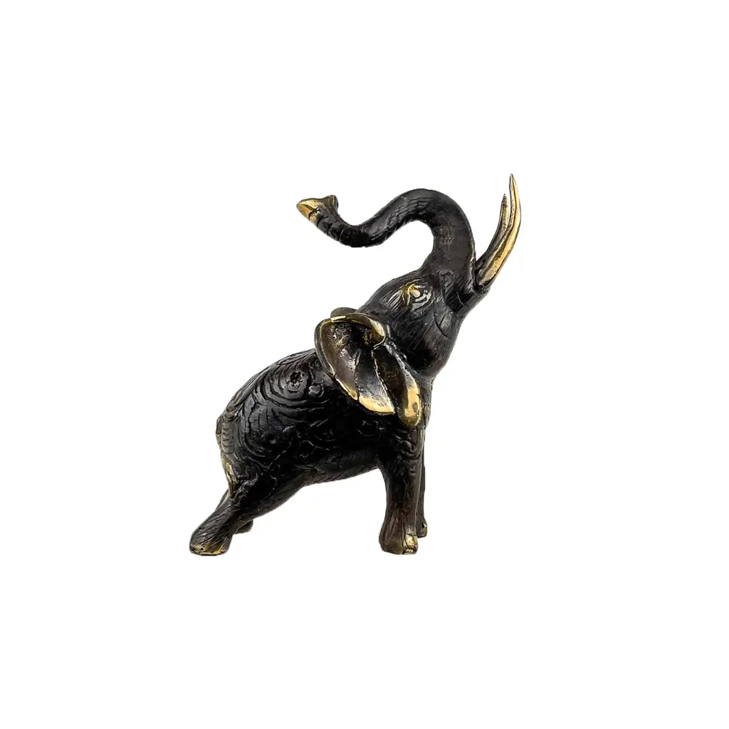 Eléphant Bronze - Noir & Or - 12 x 12 x 7 cm