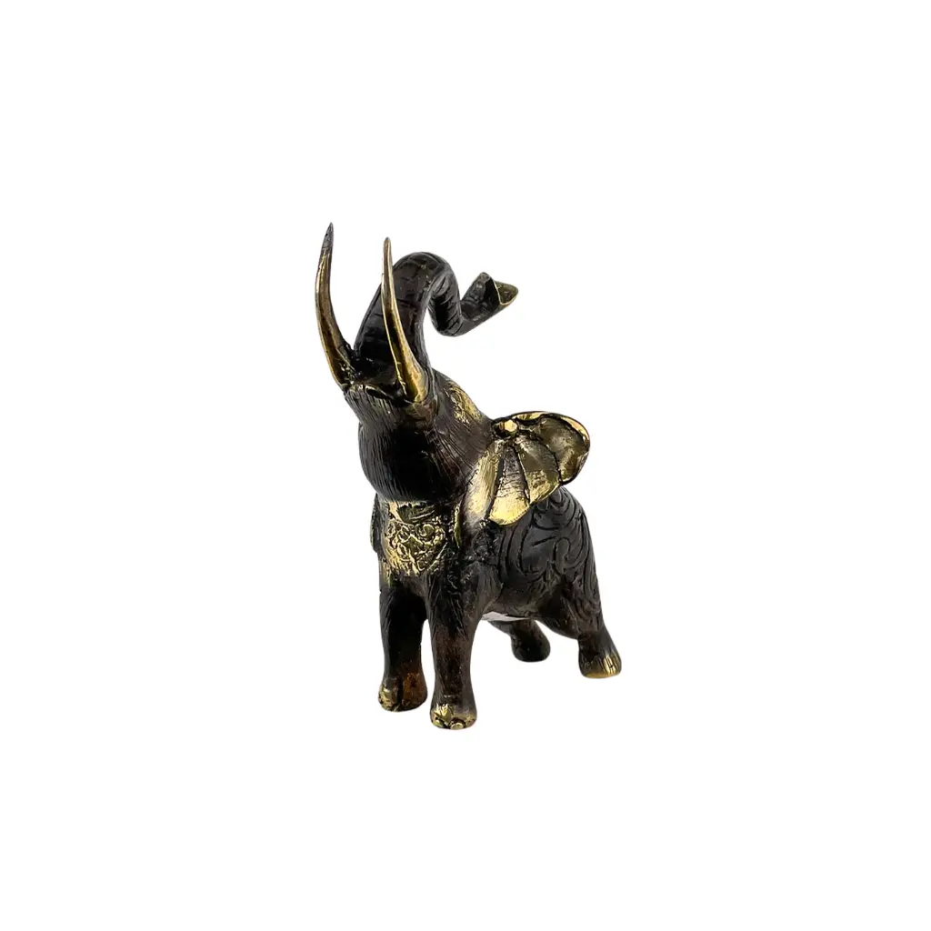 Eléphant Bronze - Noir & Or - 12 x 12 x 7 cm
