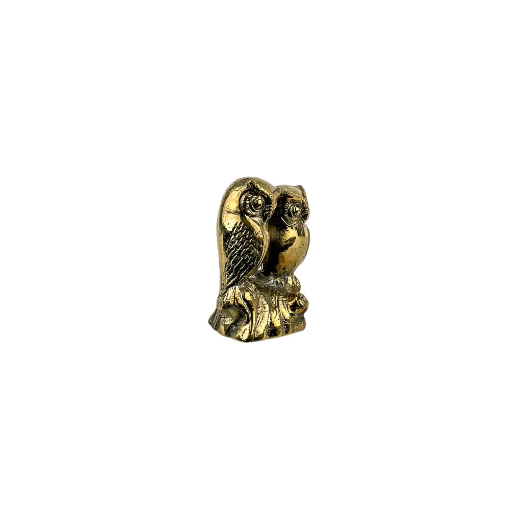 Hibou Couple Bronze - Or - 7 x 5,5 x 4,5 cm