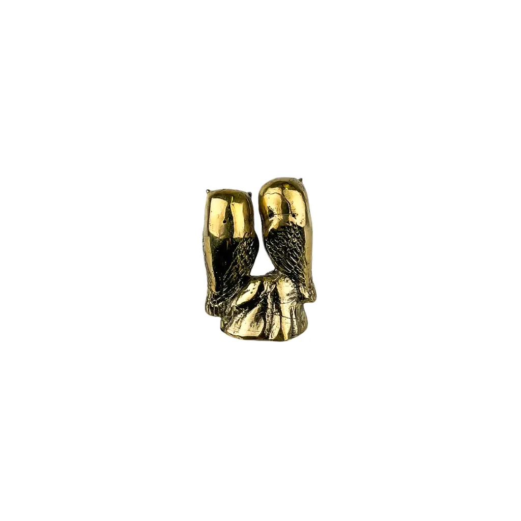 Hibou Couple Bronze - Or - 7 x 5,5 x 4,5 cm