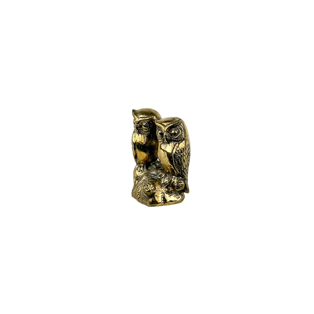 Hibou Couple Bronze - Or - 7 x 5,5 x 4,5 cm