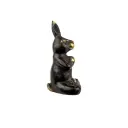 Lapin Yoga Bronze - Noir & Or - 13,5 x 7 x 6,5 cm