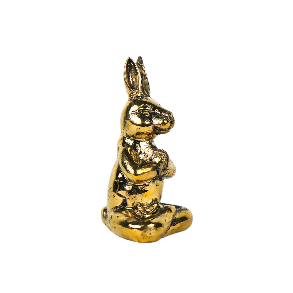 Lapin Yoga Bronze - Or - 13,5 x 7 x 6,5 cm