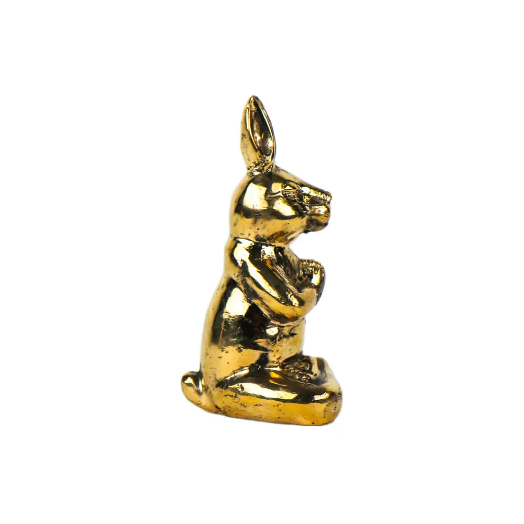 Lapin Yoga Bronze - Or - 13,5 x 7 x 6,5 cm