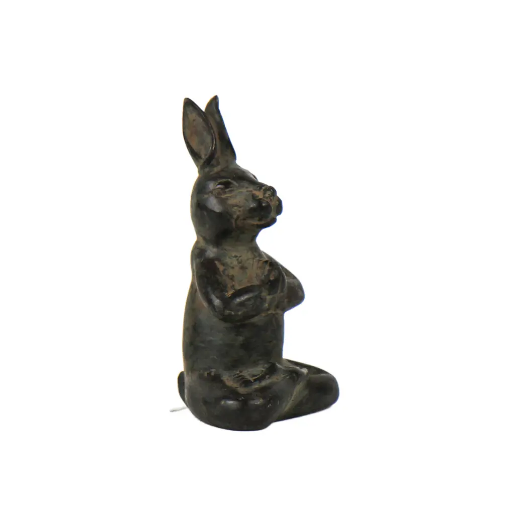 Lapin Yoga Bronze - Vert Antique - 13,5 x 7 x 6,5 cm